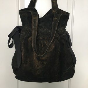 Anne Taylor Loft Bronze suede hobo bag
